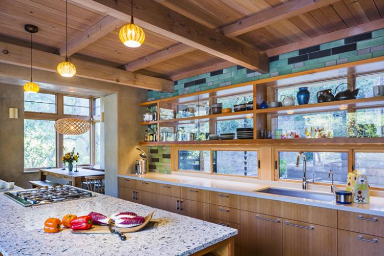 Watershed Straw Bale Residence heath kitchen