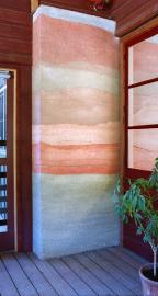 Detail of rammed earth wall at Hidden Villa